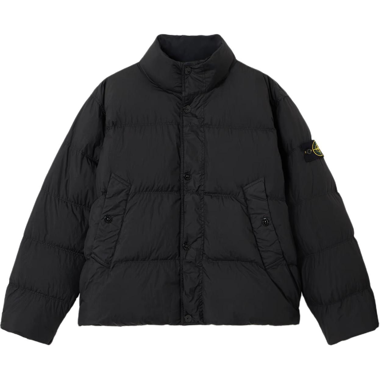 

STONE ISLAND Пуховик с высоким воротником и логотипом, Black