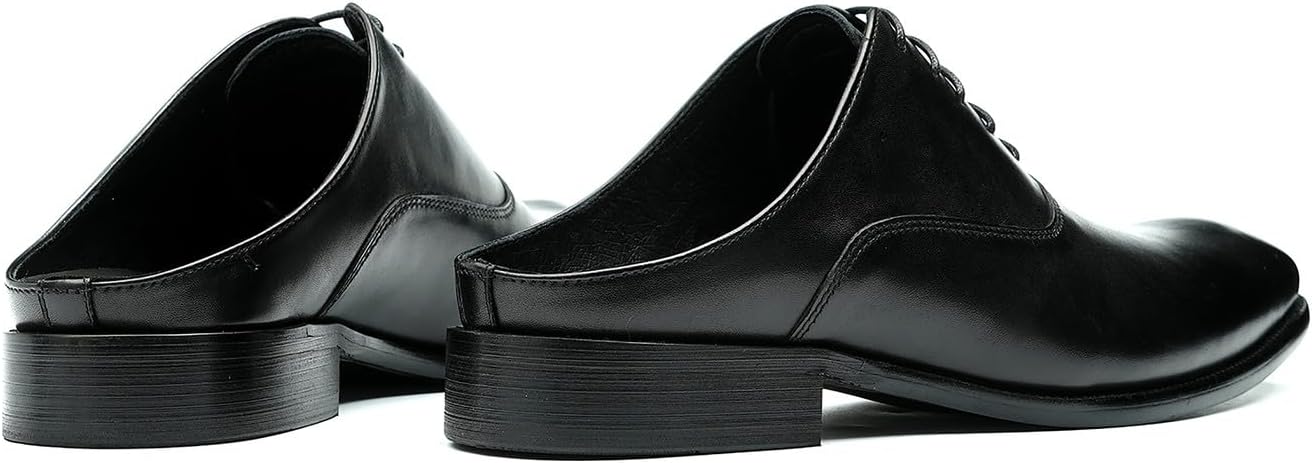 Мужские кожаные мюли Santimon Mens - формальные сандалии для торжеств, лоферы на каждый день с открытой задней частью, клогги, оксфорды, тапочки, повседневная деловая мода, летняя обувь для мужчин, черный — фото 4