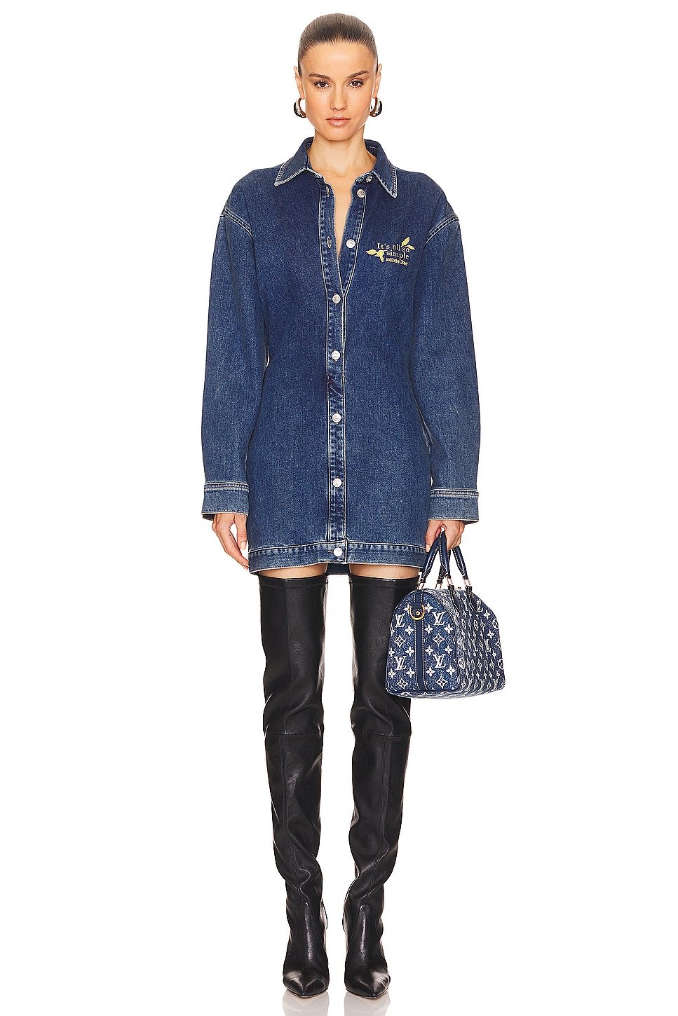 

Платье из денима Moschino Jeans, мультиколор