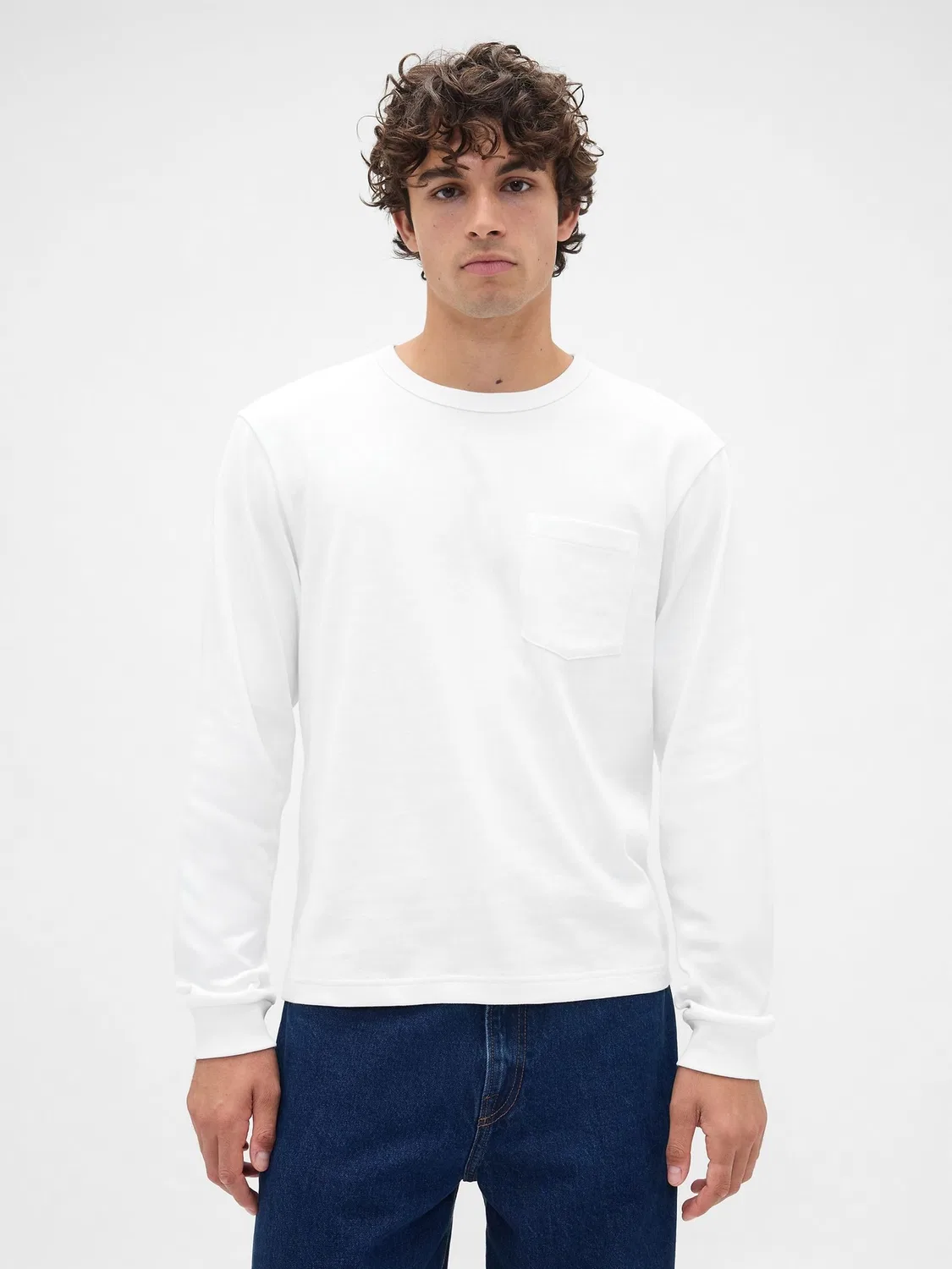 Футболка Gap Heavyweight Relaxed Long Sleeve, белый