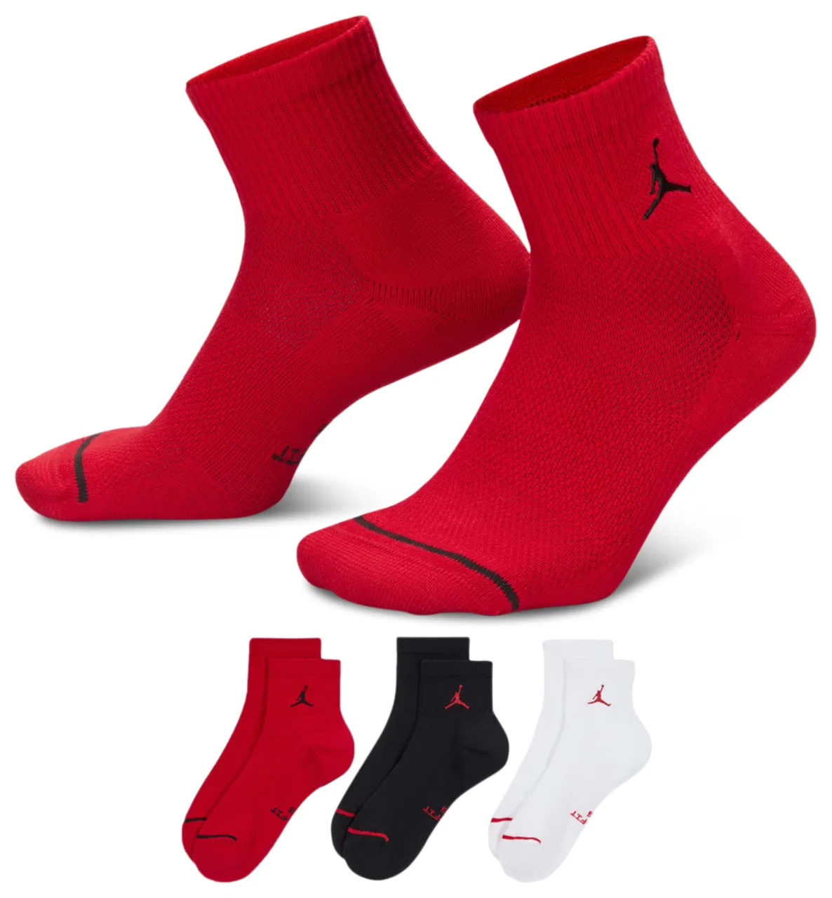 Мужские носки с амортизацией набор из 3 пар Everyday Cushion Ankle Jordan, красный/белый/черный
