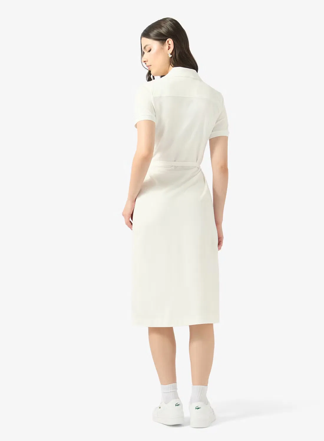 Платье макси с запахом и воротником поло Lacoste, белый — фото 2