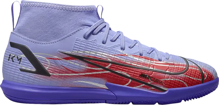 Кроссовки Nike Kylian Mbappé x Mercurial Superfly 8 Academy IC GS 'Flames', фиолетовый — фото 2