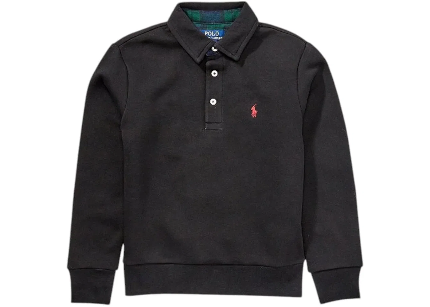 Детское поло с длинным рукавом Seasonal Plaid Undercollar Polo Ralph Lauren, Polo Black