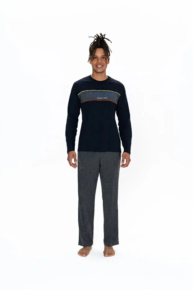 Мужской пижамный комплект с длинным рукавом U.S. Polo Assn., Navy Blue