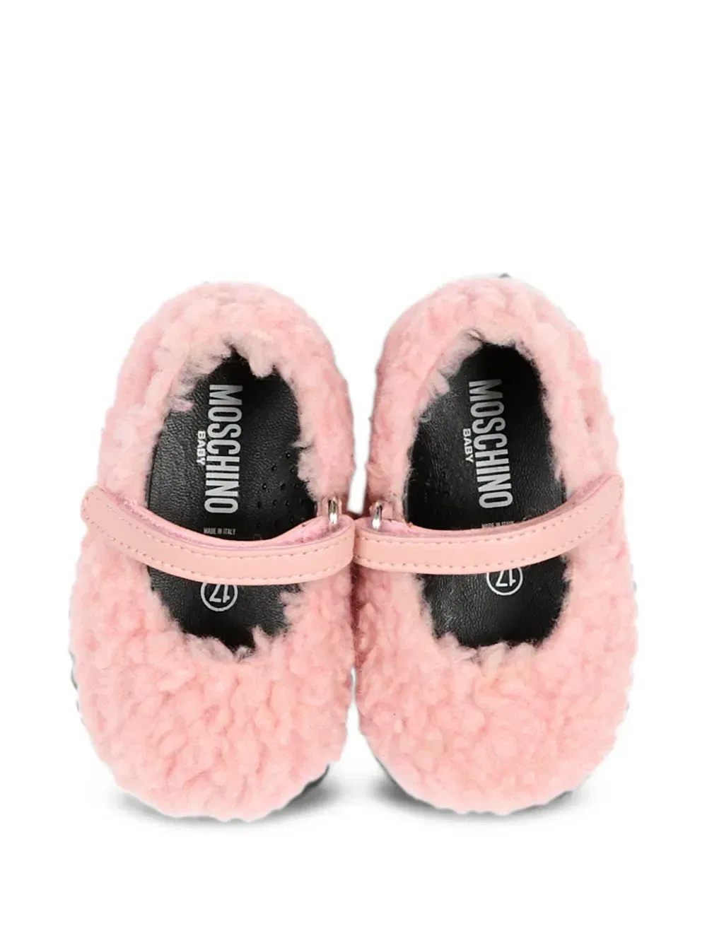Балетки с сенсорным ремешком с эффектом овчинки Moschino Kids, розовый — фото 4