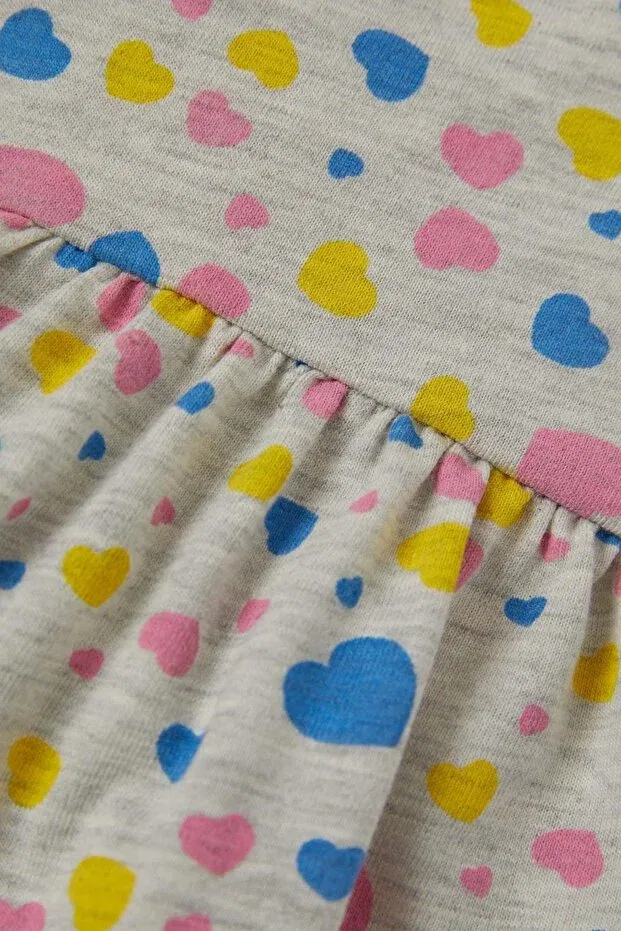 Детское платье для девочек хлопковое Heart patterned cotton baby girl dress Defacto, Gray-gr398 — фото 3
