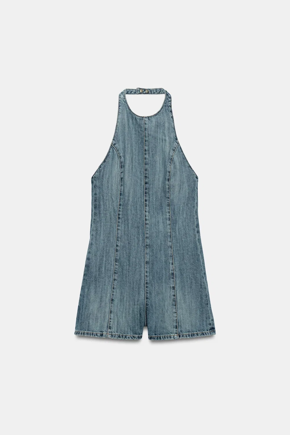 Джинсовый комбинезон с завязками на шее TRF ZARA, Blue — фото 4