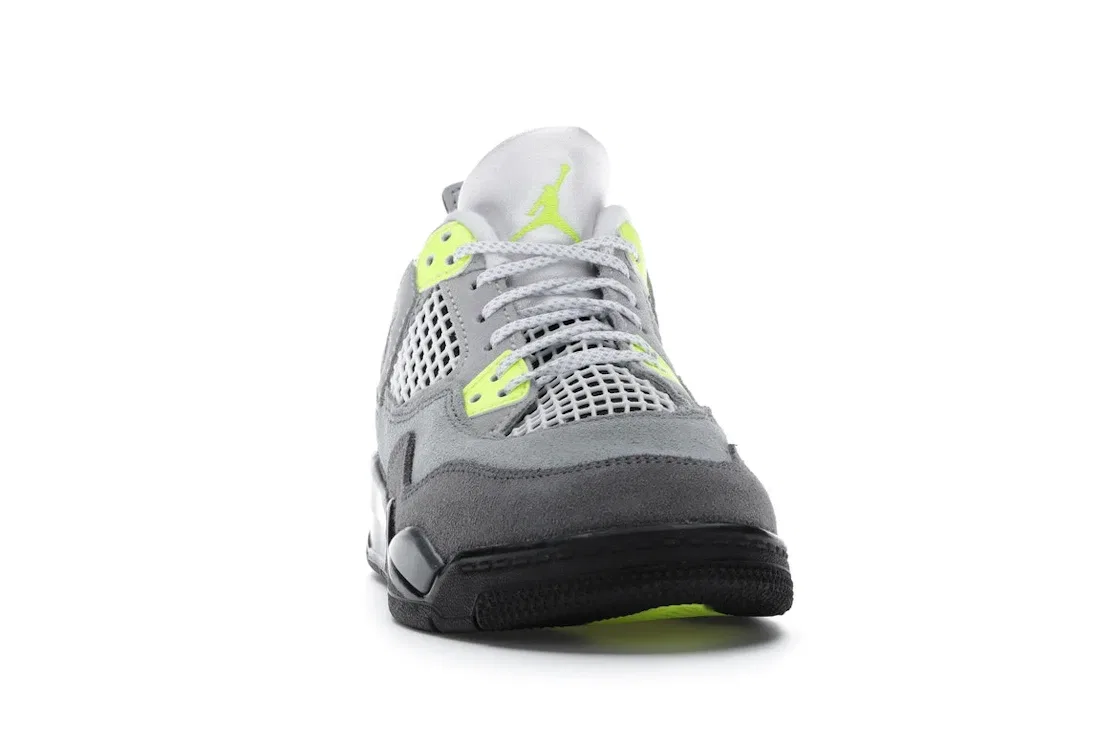 Детские кроссовки с принтом Jordan 4 Retro SE 95 Neon (PS) Jordan, Cool Grey/Volt-Wolf Grey-Anthracite — фото 2