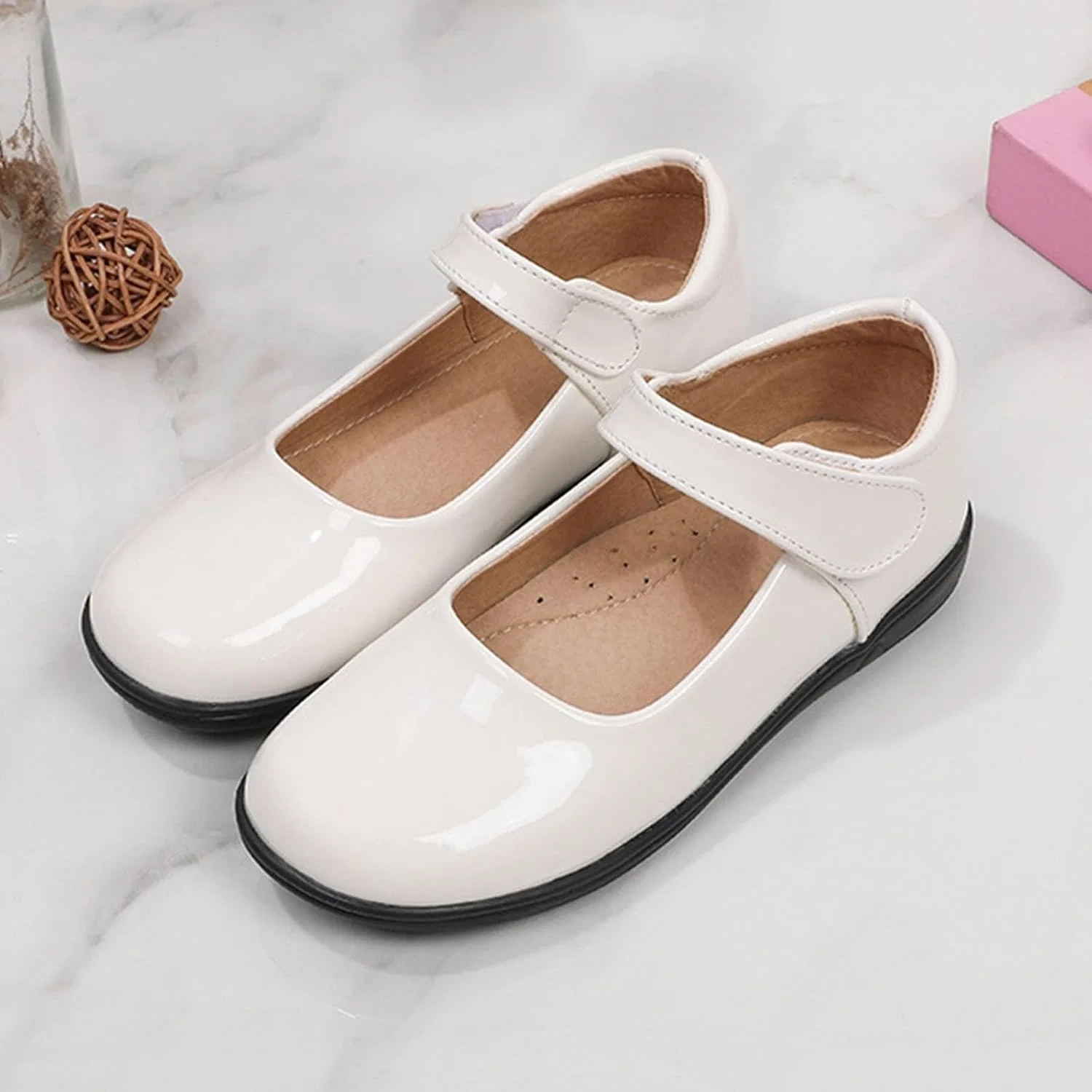 Детские туфли Мэри Джейн для девочек Classic Mary Jane Ballet Flats, White — фото 2
