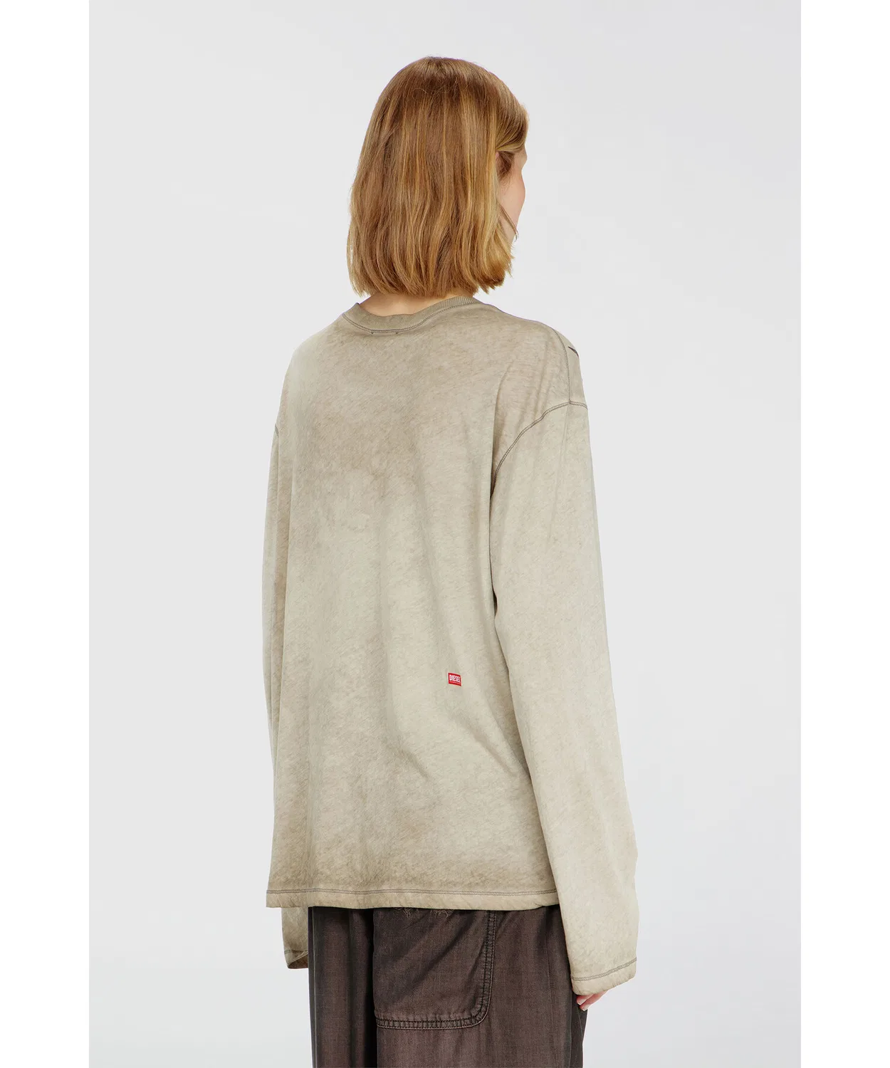 Женская футболка с длинным рукавомс принтом T-HILARY-LS-AA2 DIESEL, Beige — фото 3