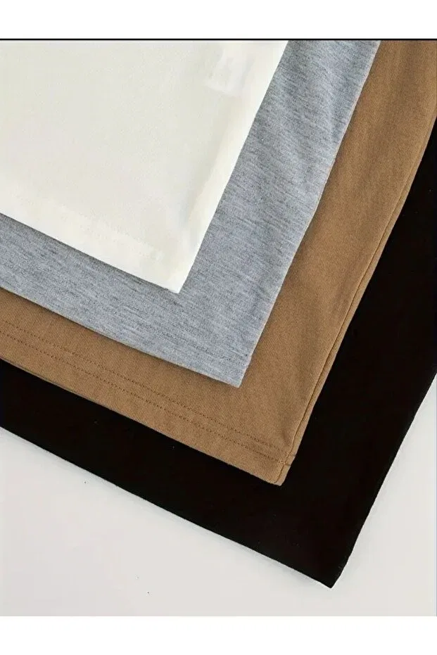 Детский комплект футболок оверсайз с принтом Elan Wear, Brown + Gray + Black + White — фото 4