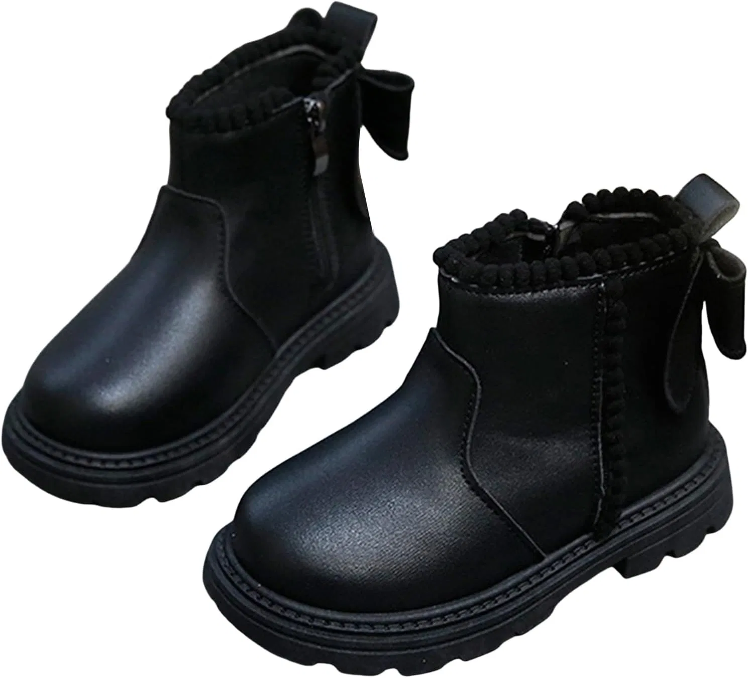 Детские ботинки для девочек с бантом и молнией Faux Leather Short Booties, Black