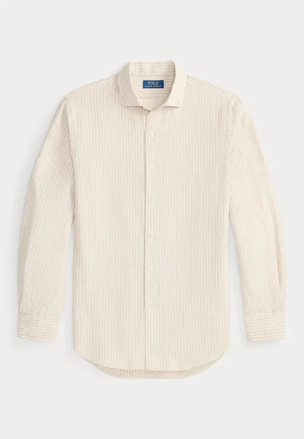 Рубашка из хлопка и льна с полосками Polo Ralph Lauren, белый/бежевый — фото 4