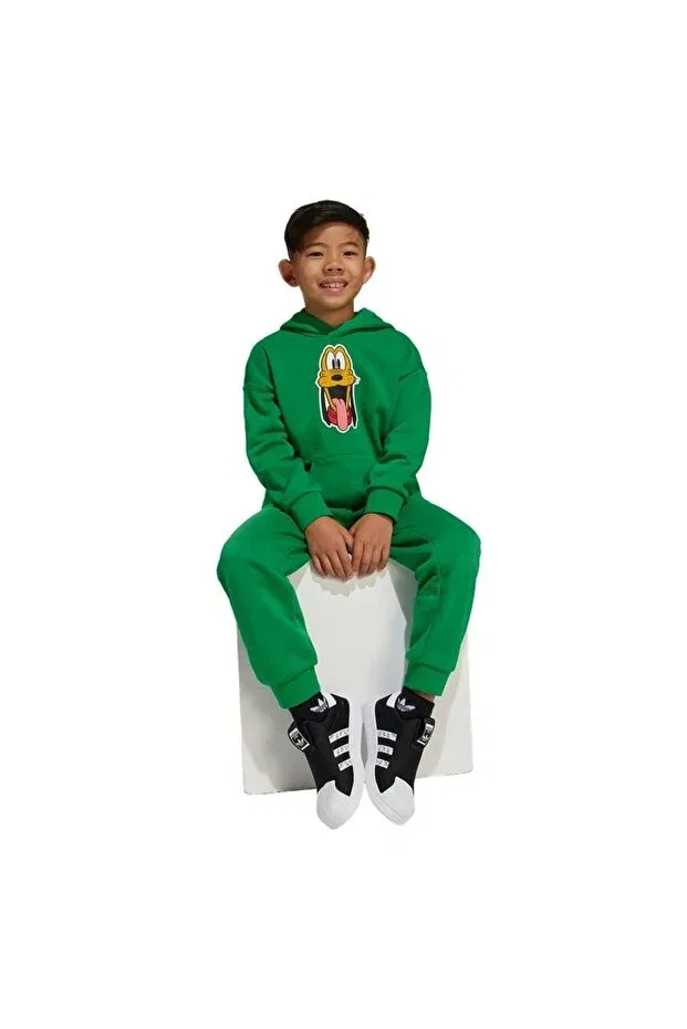 Детский спортивный костюм для девочек с принтом Disney Mickey Mouse Kids Tracksuit Set Adidas, Green — фото 3