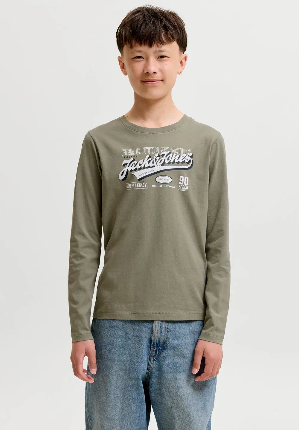 Футболка Jjelogo ls 2 col aw26/25 2pk mp jnr - футболка с длинными рукавами Jack & Jones Junior, Vetiver Pack Aw Sky Captain Aw — фото 3