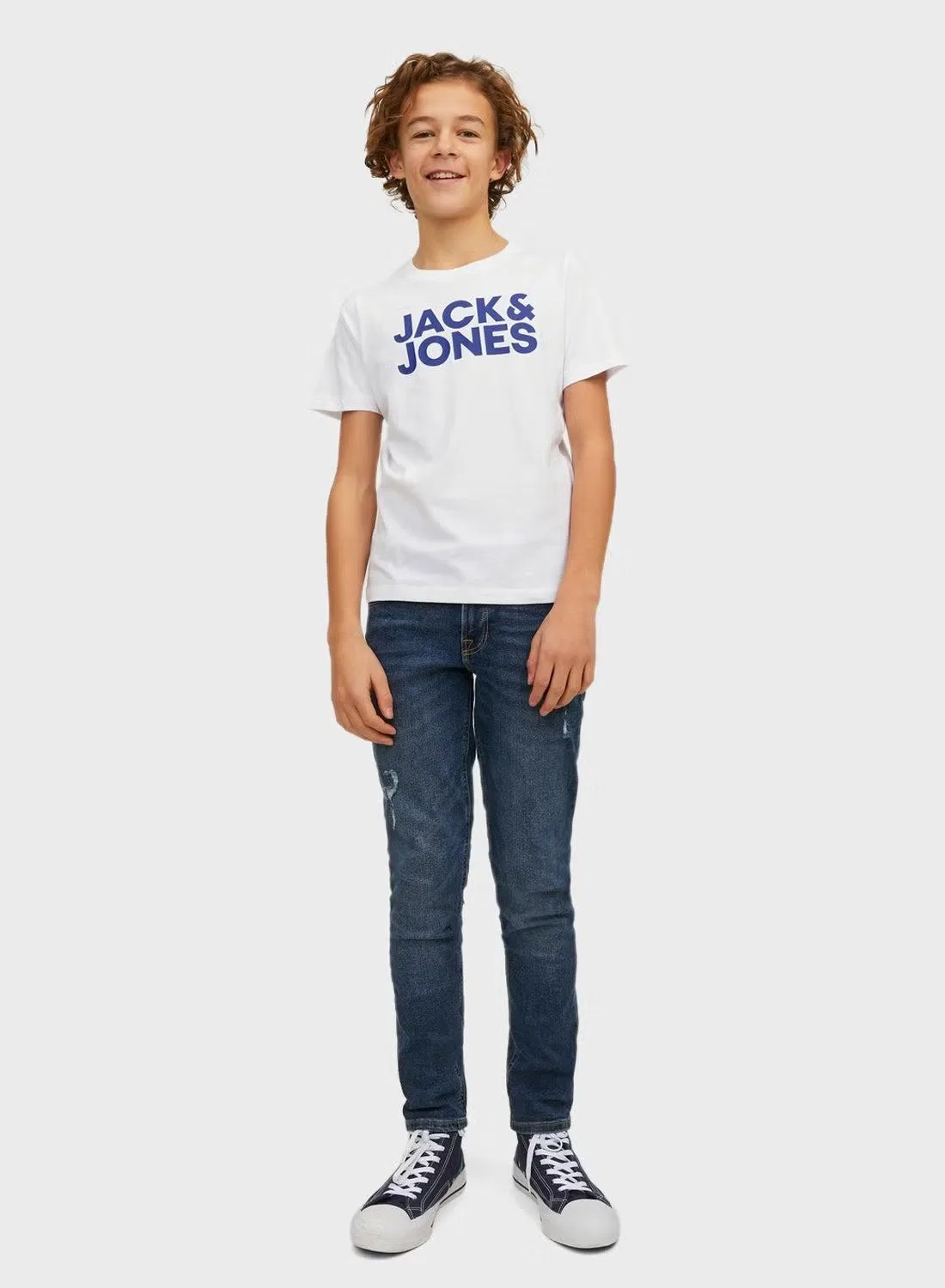 Футболка с коротким рукавом с принтом Jack & Jones Junior, темно-синий — фото 2
