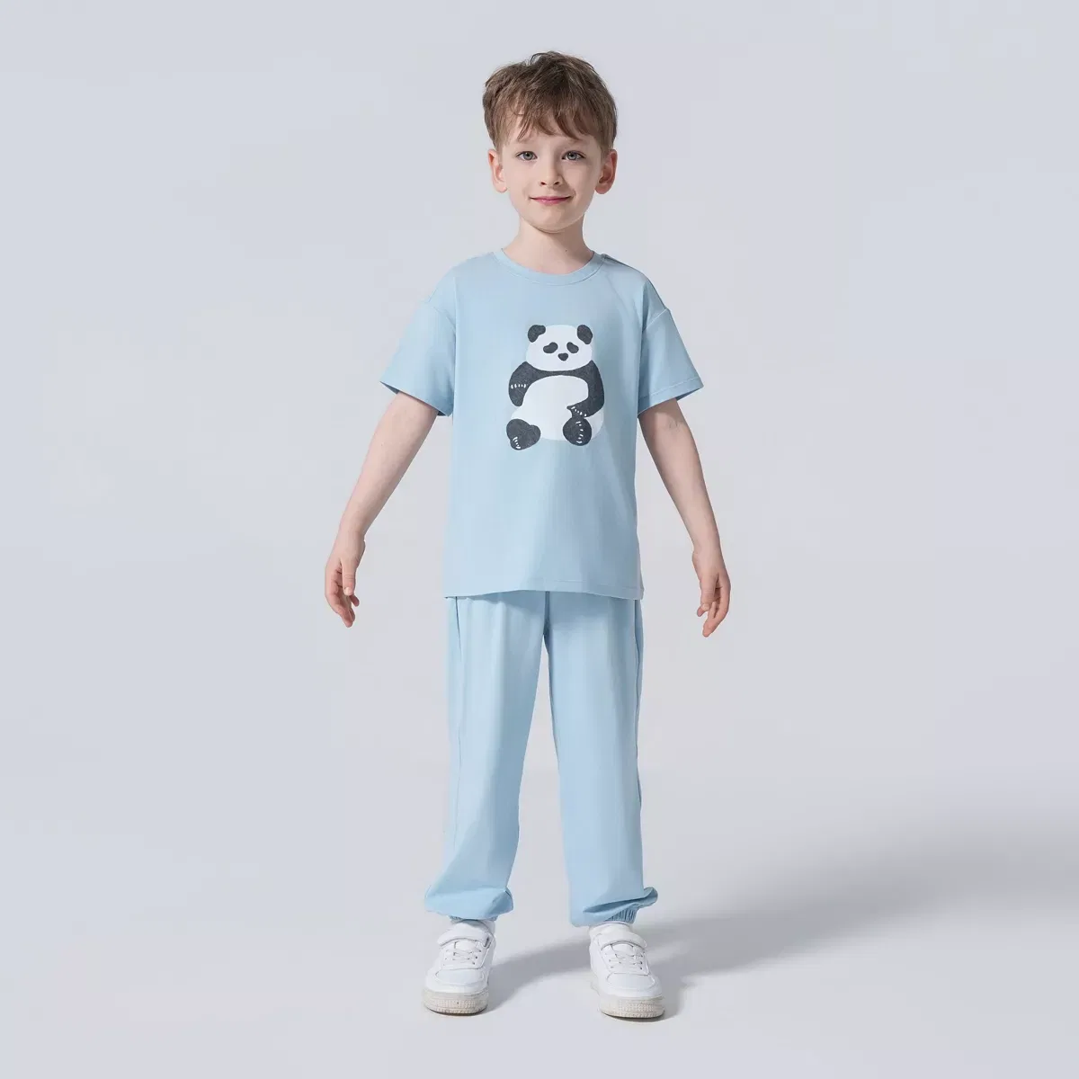 Детский комплект футболки и шорт с принтом Panda Laimi Bloom, Blue