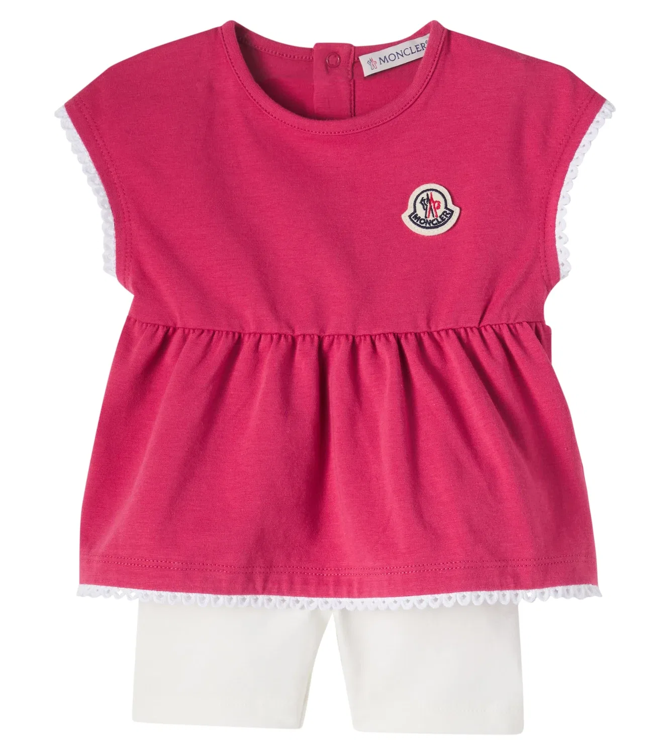 Комплект из топа и брюк для малышей с кружевом Moncler Enfant, розовый