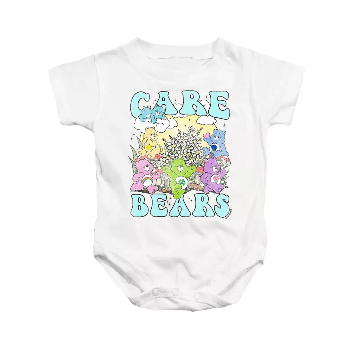 Детское боди с коротким рукавом с принтом Care Bears Garden Festival Stacked, Care Bears, White