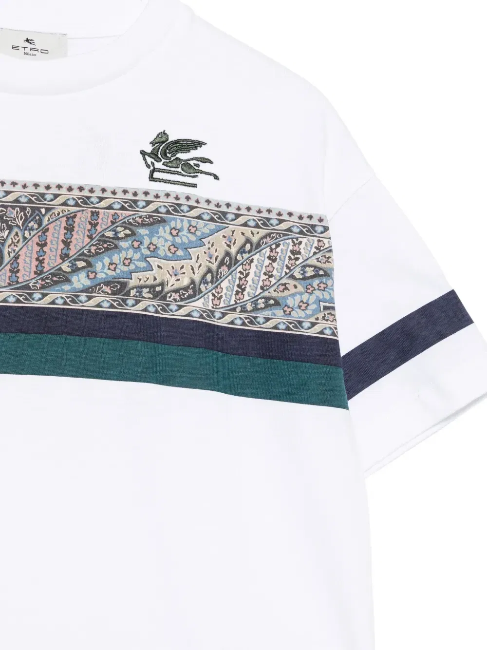Футболка с вышивкой Пегаса и принтом пейсли ETRO KIDS, белый — фото 3