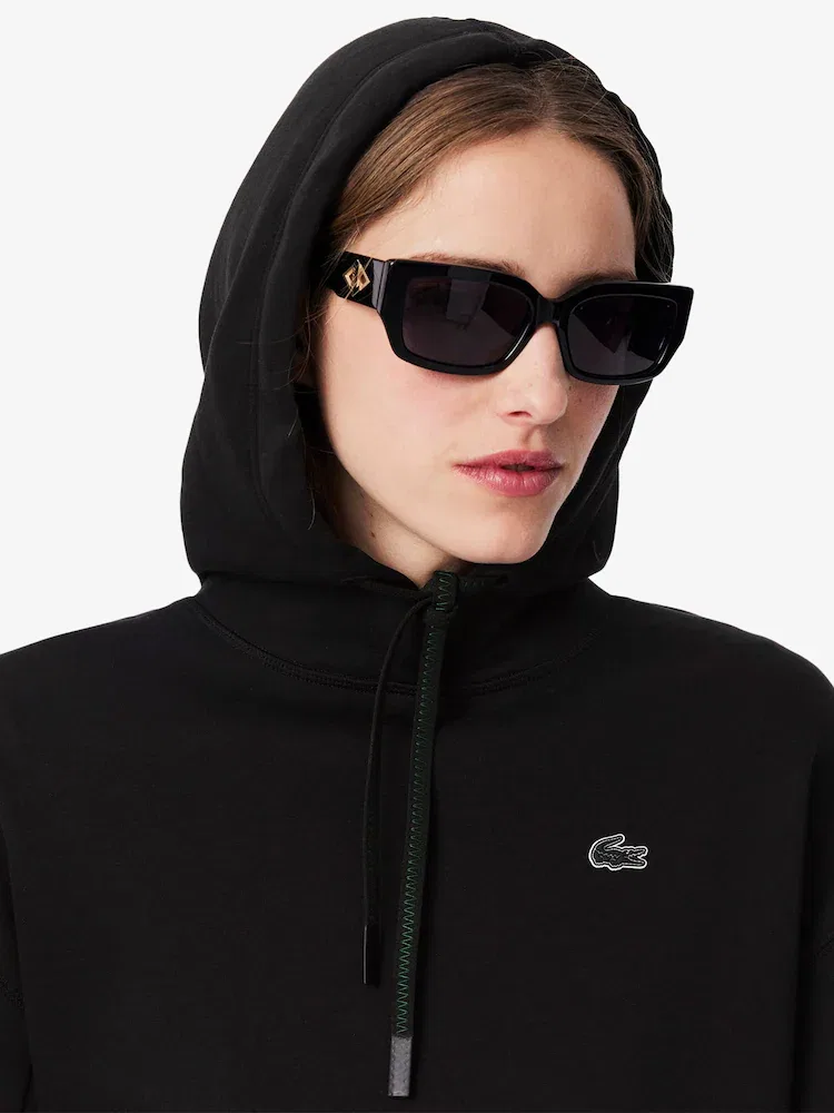 Худи LACOSTE Black, женская с капюшоном, базовый стиль — фото 2