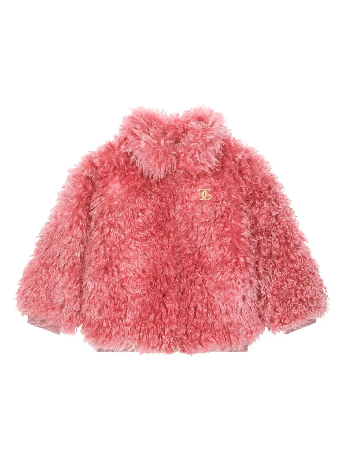 Пальто из искусственного меха с логотипом DG Dolce & Gabbana, розовый