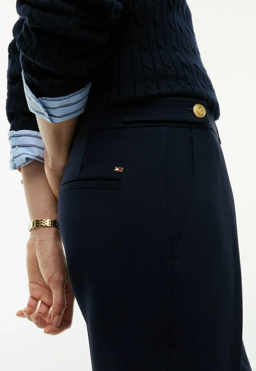 Брюки-Клеш с золотистыми пуговицами Tommy Hilfiger, Dark Blue — фото 4