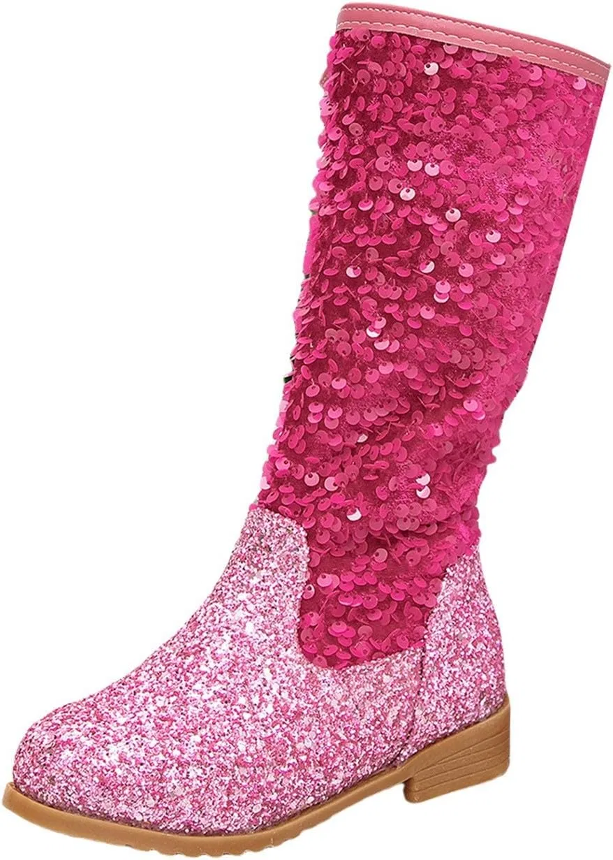 Детские сапоги для девочек с блестками Western Cowboy Fashion Sequins, Hot Pink
