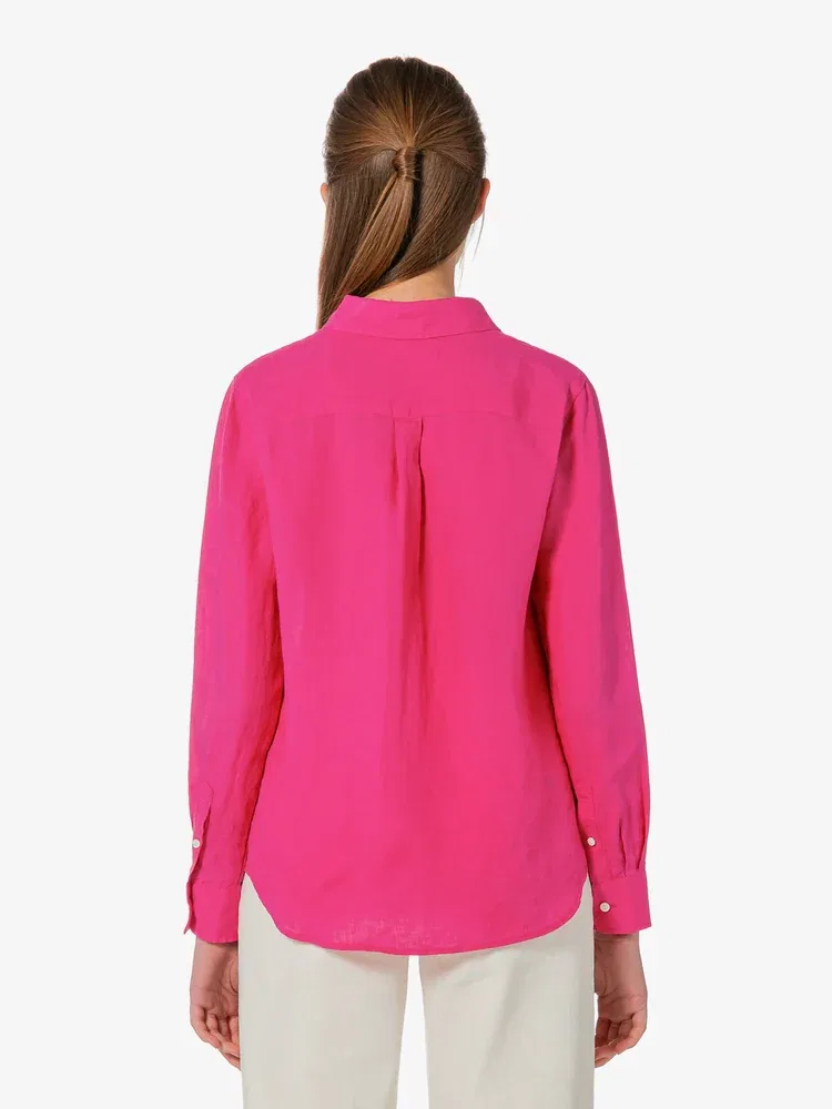 Женская рубашка из льна регулярного кроя LACOSTE, Pink — фото 3