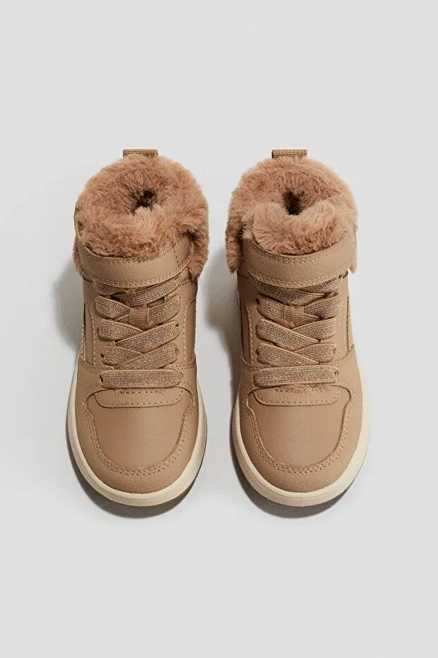 Детские ботинки для девочек с принтом Warm Lined Sneakers H&M, Beige — фото 2