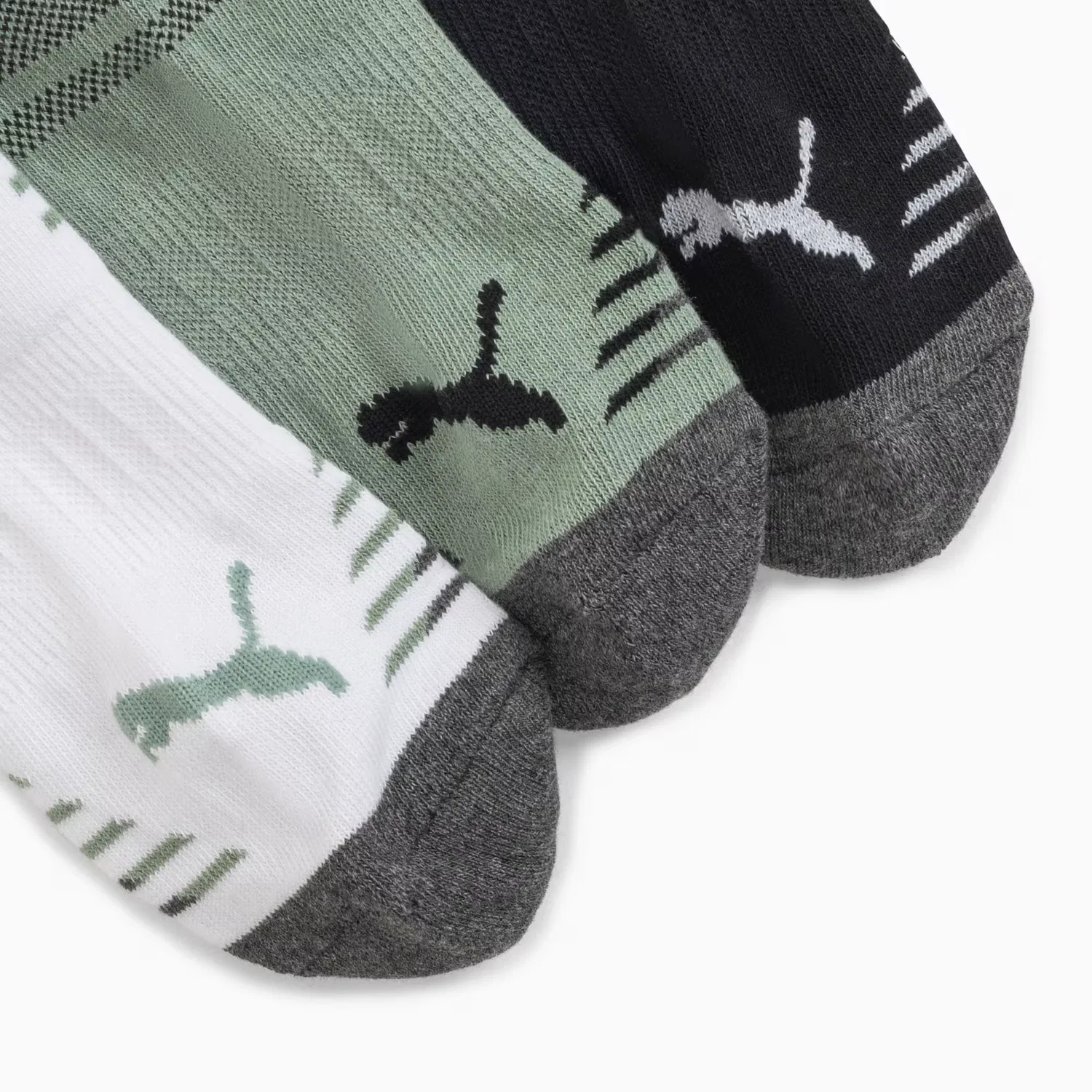 Низкие полумахровые носки для детей постарше (3 пары) Puma, White / Green — фото 2