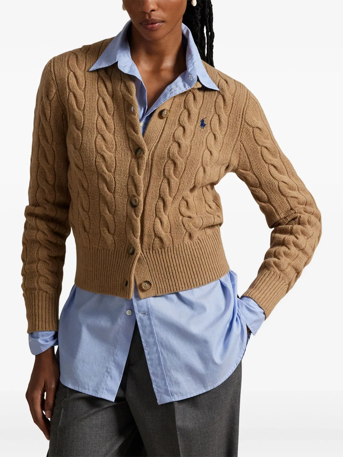 Кардиган из шерсти и кашемира Polo Ralph Lauren, коричневый — фото 3