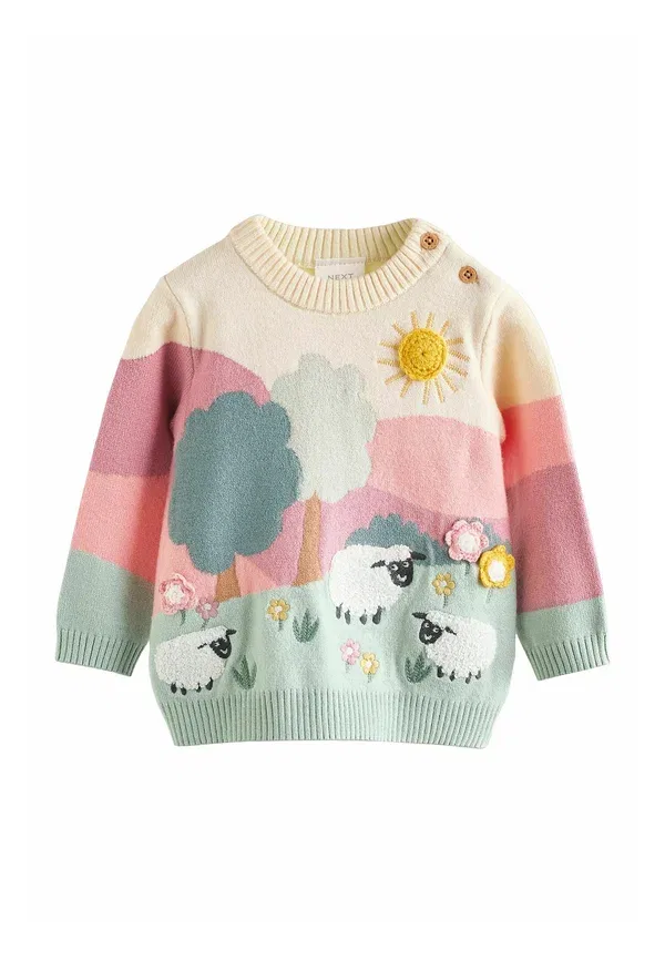 Комплект из джемпера и брюк с вышивкой и аппликацией Regular fit - 2 piece set - jumper Next, Pink Sheep Scene — фото 2
