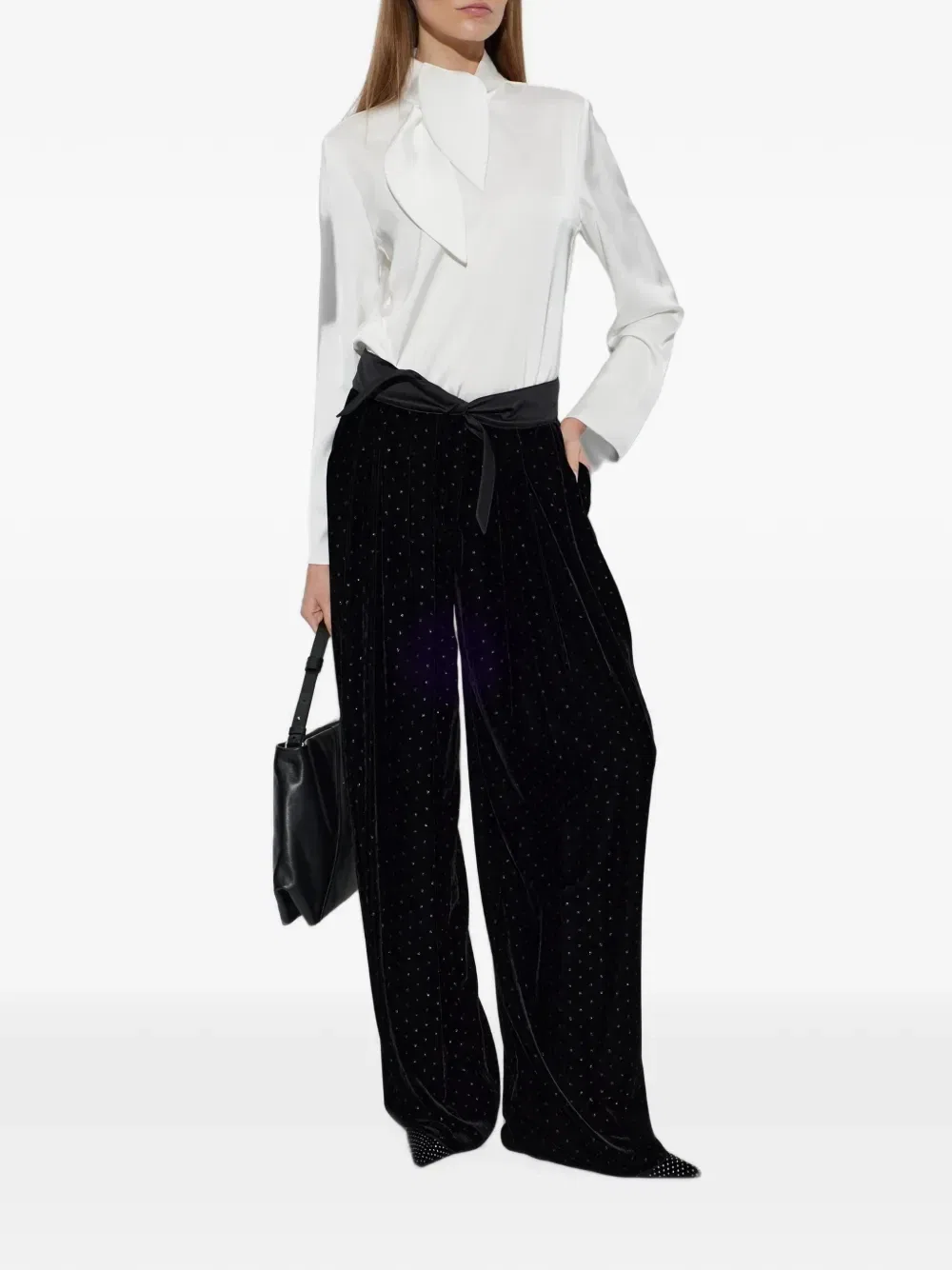 Топ из атласа с деталью в виде платка EMPORIO ARMANI, белый — фото 2