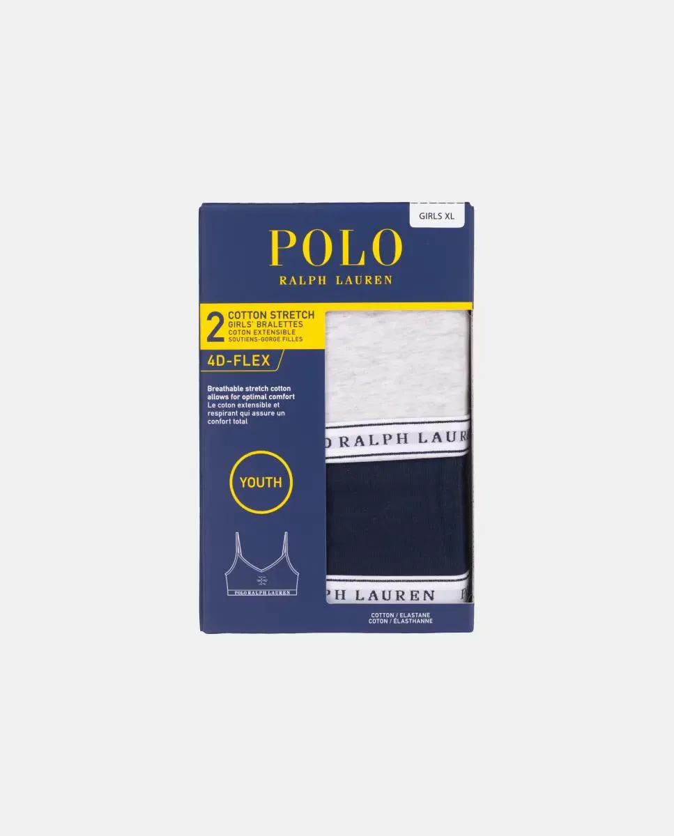 Детский комплект бюстгальтеров для девочек с логотипом Polo Ralph Lauren, Azul — фото 3