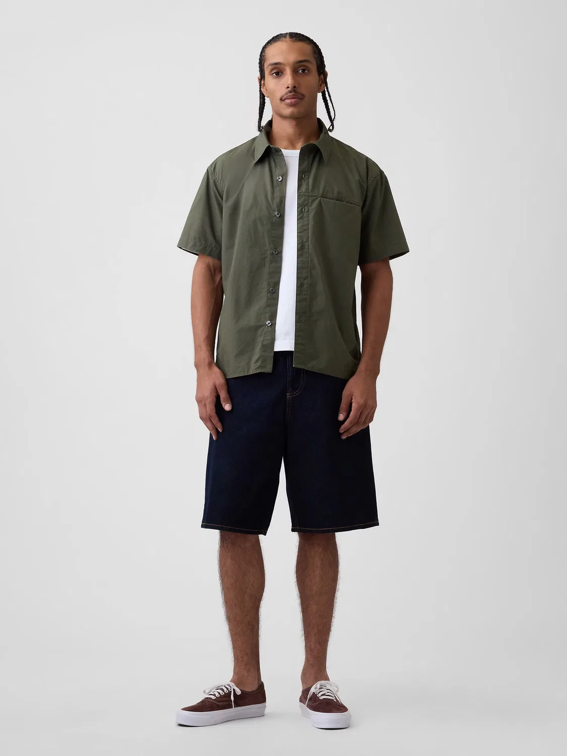 Рубашка повседневная Poplin Relaxed Shirt Gap, зеленый — фото 2
