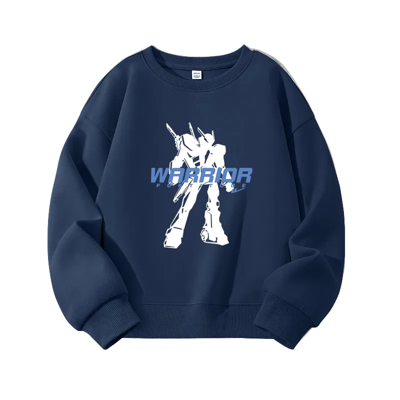 Детский свитшот с круглым вырезом Black H Blue White Mecha WARRIOR — фото 4