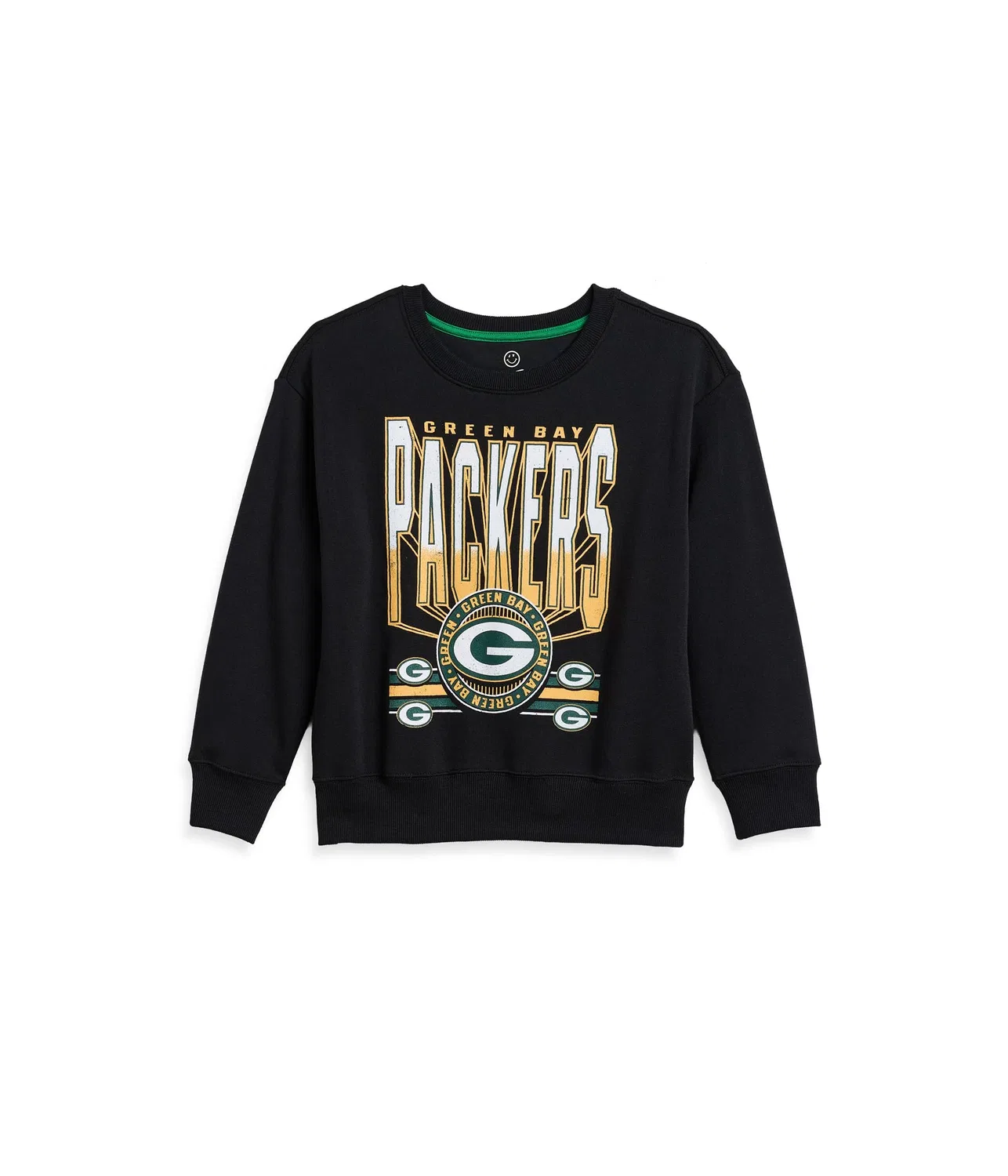 Флисовая толстовка с откидными плечами NFL Green Bay Packers (для маленьких и больших детей) Junk Food Clothing Kids, True Black