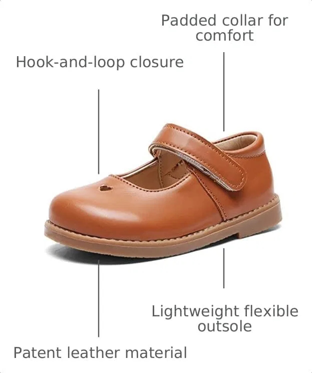 Детские туфли Мэри Джейн для девочек Classic Mary Jane Flats DADAWEN, Brown — фото 3