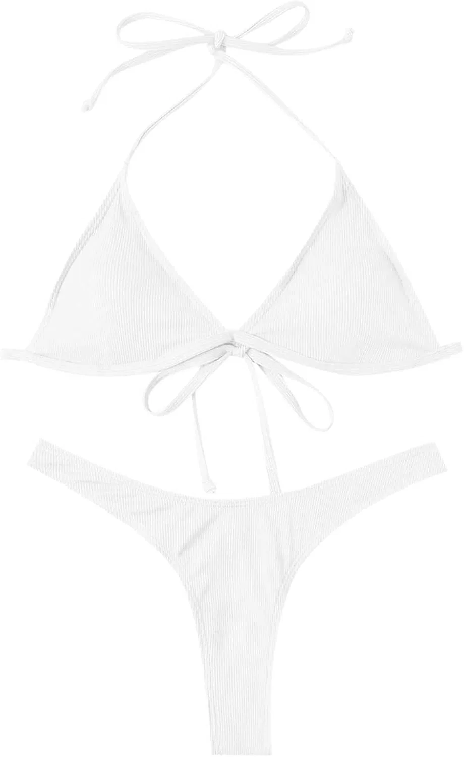 Женский бикини-комплект с рюшами Halter, White