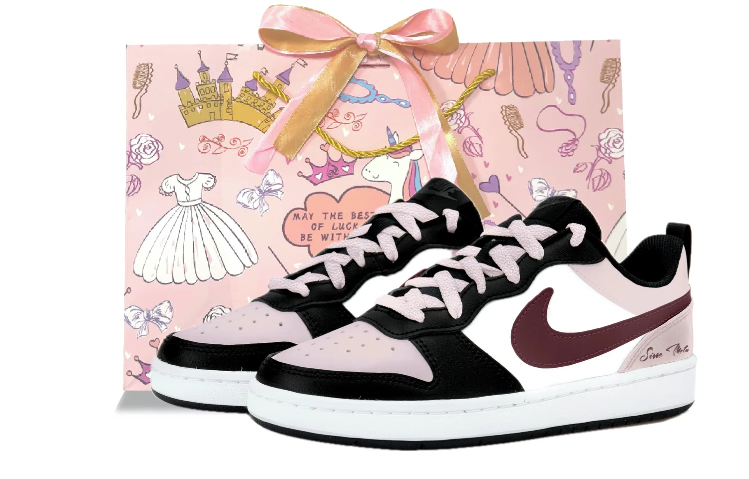 Детские кроссовки для скейтбординга White Black Pink Nike