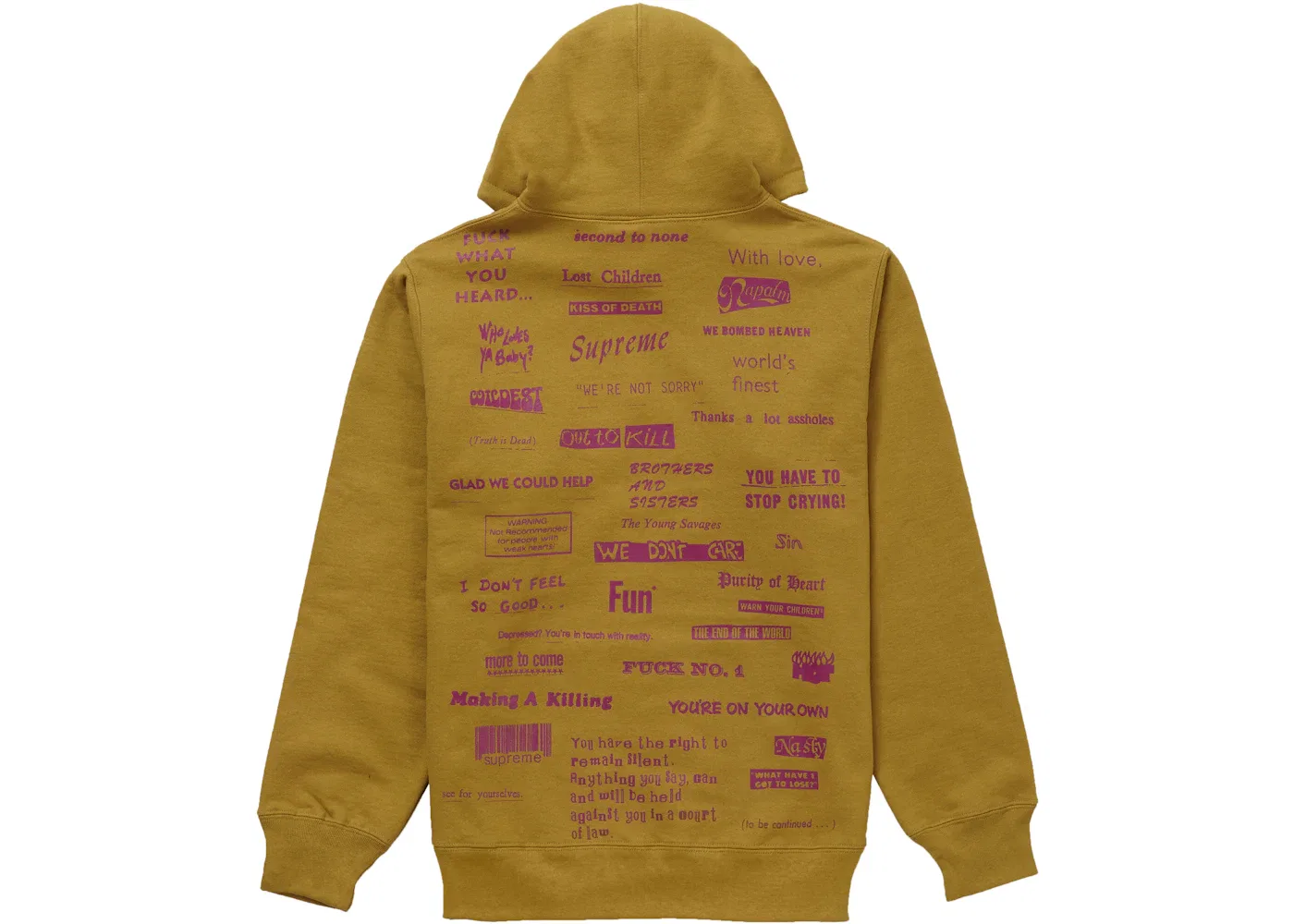 Мужской худи с принтом Stop Crying Supreme, Dark Mustard — фото 2