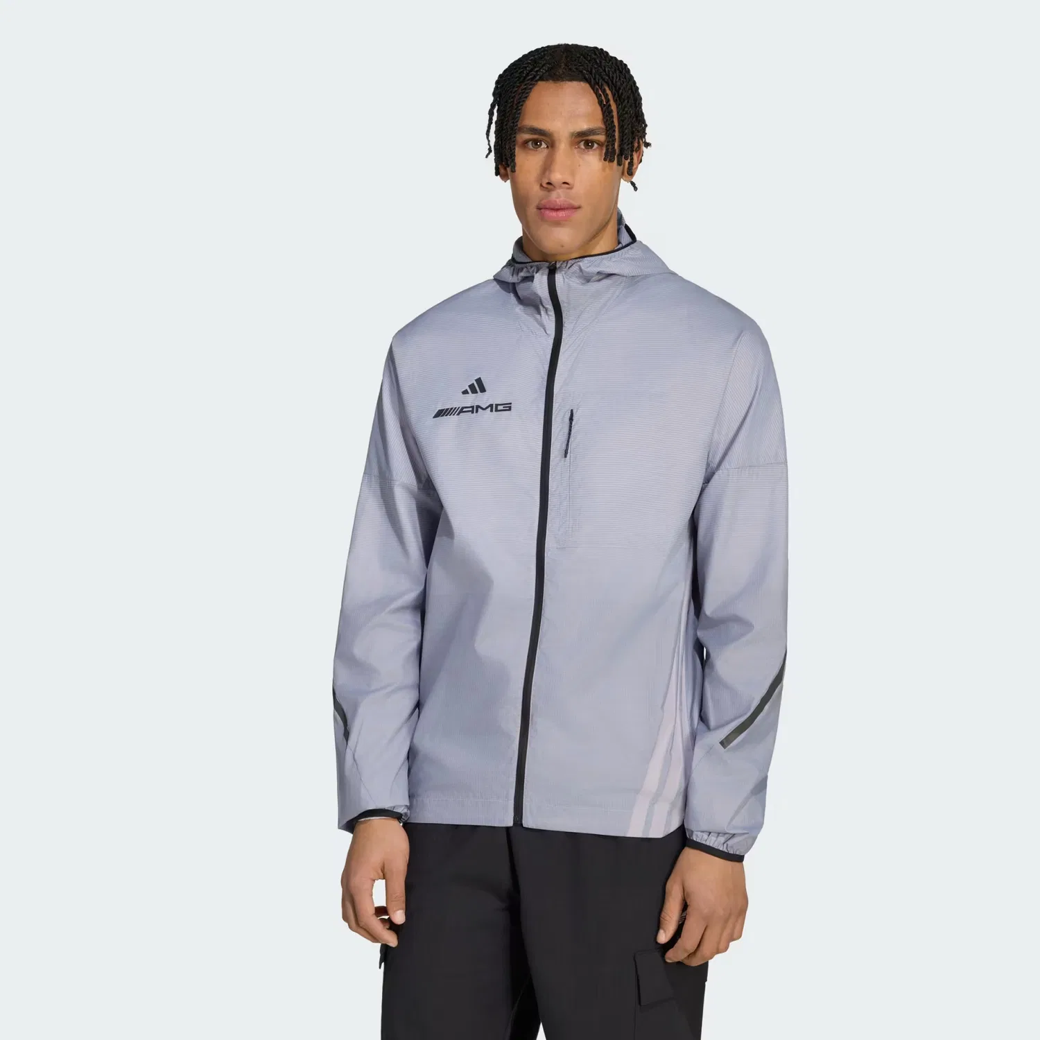 Мужская ветровка с капюшоном AMG Adidas Performance, серый/серебристый