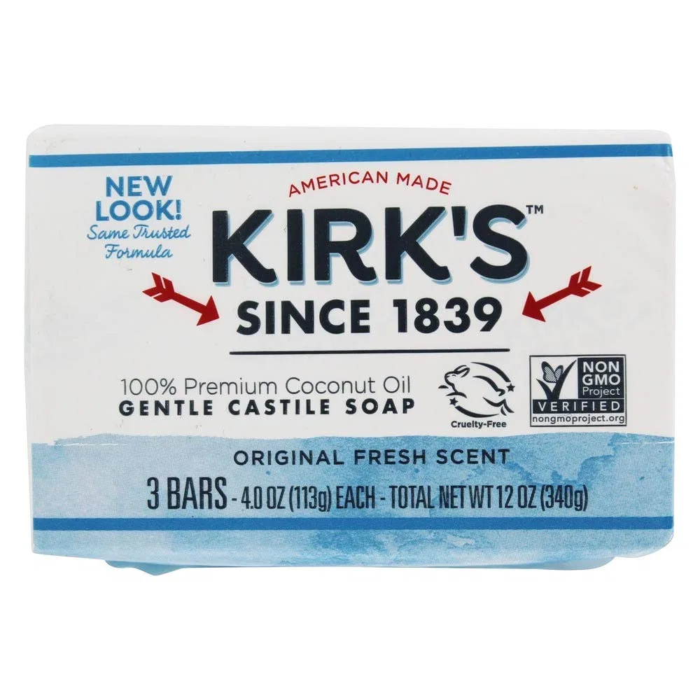 Твердое мыло Original Castile Soap Kirk's, 12 шт, 4 унции