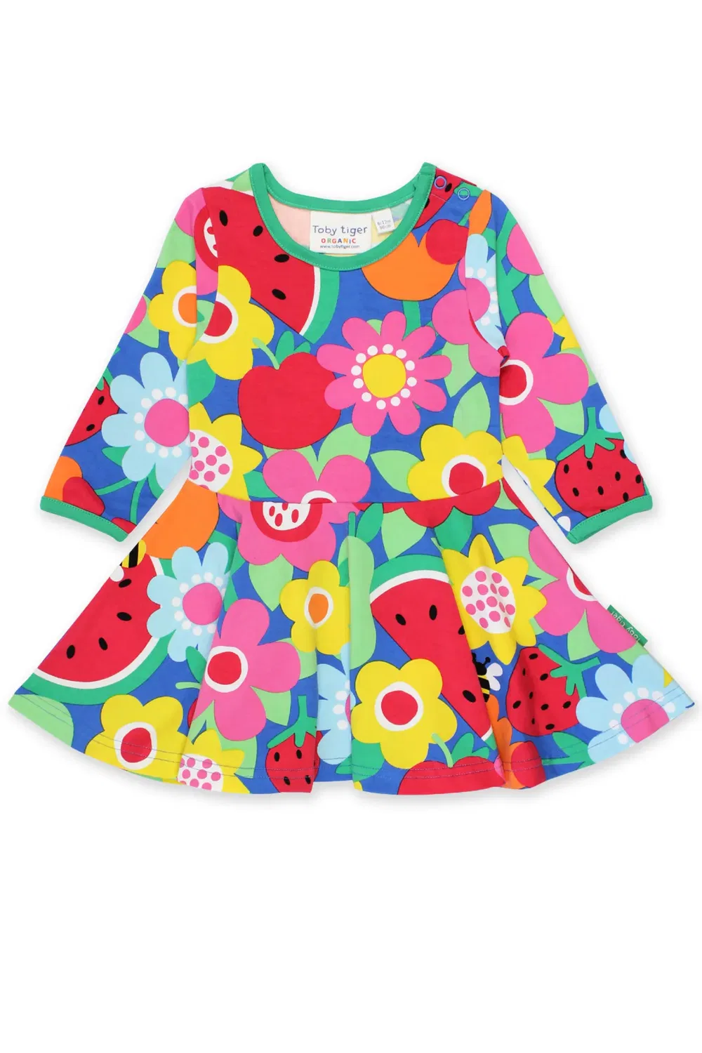 Детское платье-трапеция с цветочно-фруктовым принтом Fruit Flower Print Skater Dress Toby Tiger, Multi — фото 3