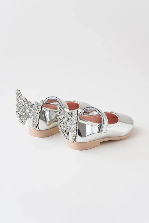 Детские балетки для девочек с принтом Papillon Banamio, Silver