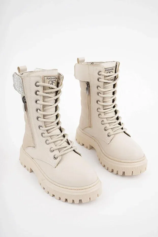Детские ботинки для девочек на плоской подошве Lady Classy, Beige — фото 2
