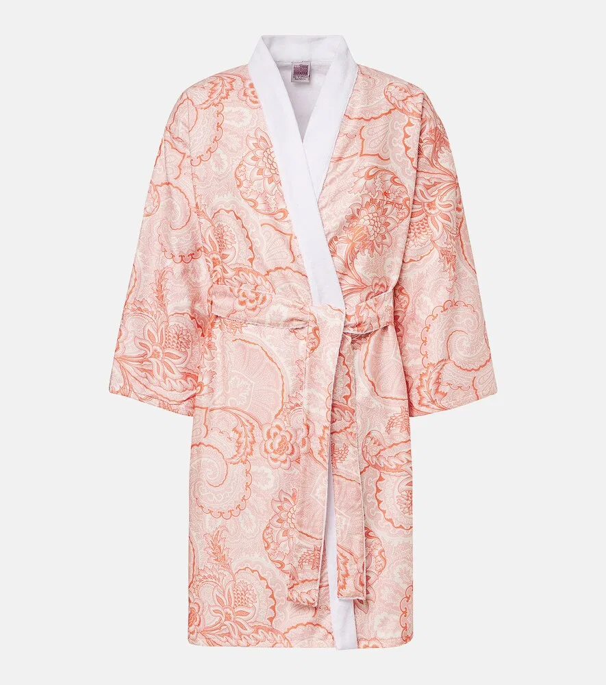 Хлопковый халат с узором пейсли Bloom Etro, оранжевый