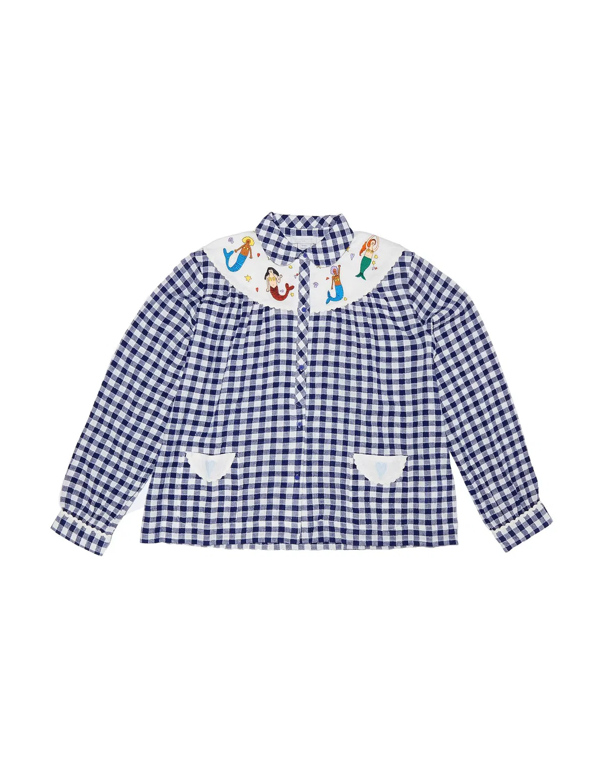 Детская рубашка для девочек с вышивкой Stella Mccartney Kids, темно-синий